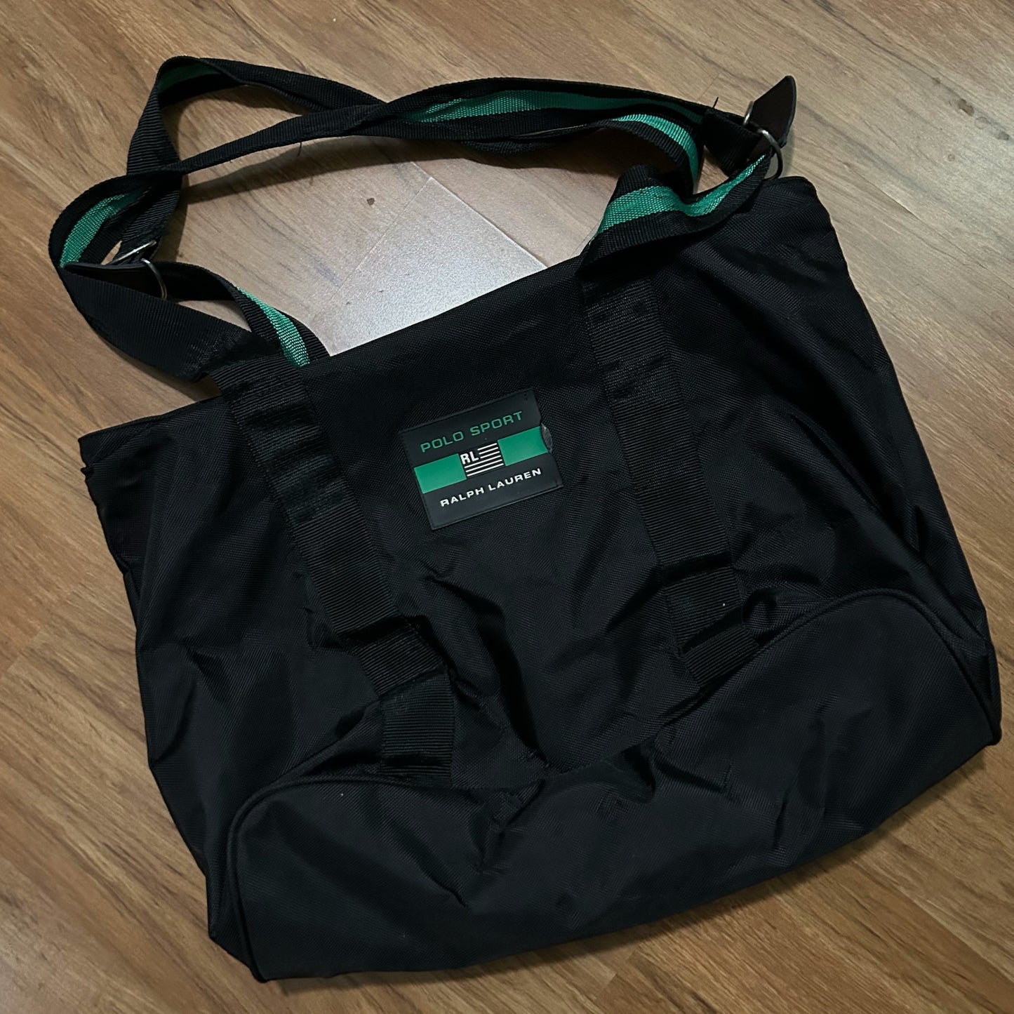 (OS) Vintage Polo Sport Ralph Lauren Black Green Tote Bag