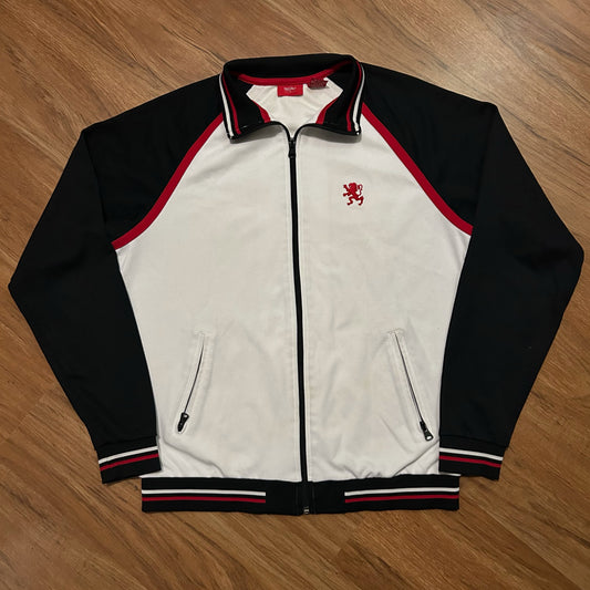 (M) Vintage Y2K Mossimo Lion Embroidered White Red Track Jacket