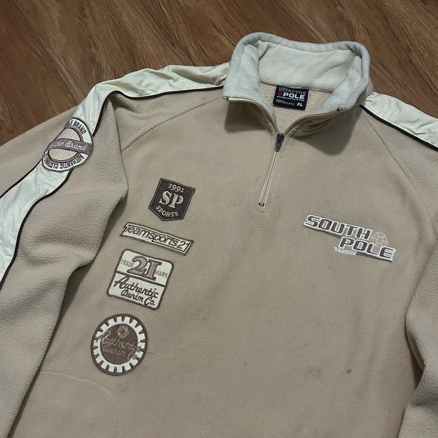 (XL) Vintage Y2K Southpole Beige Quarter-Zip Fleece