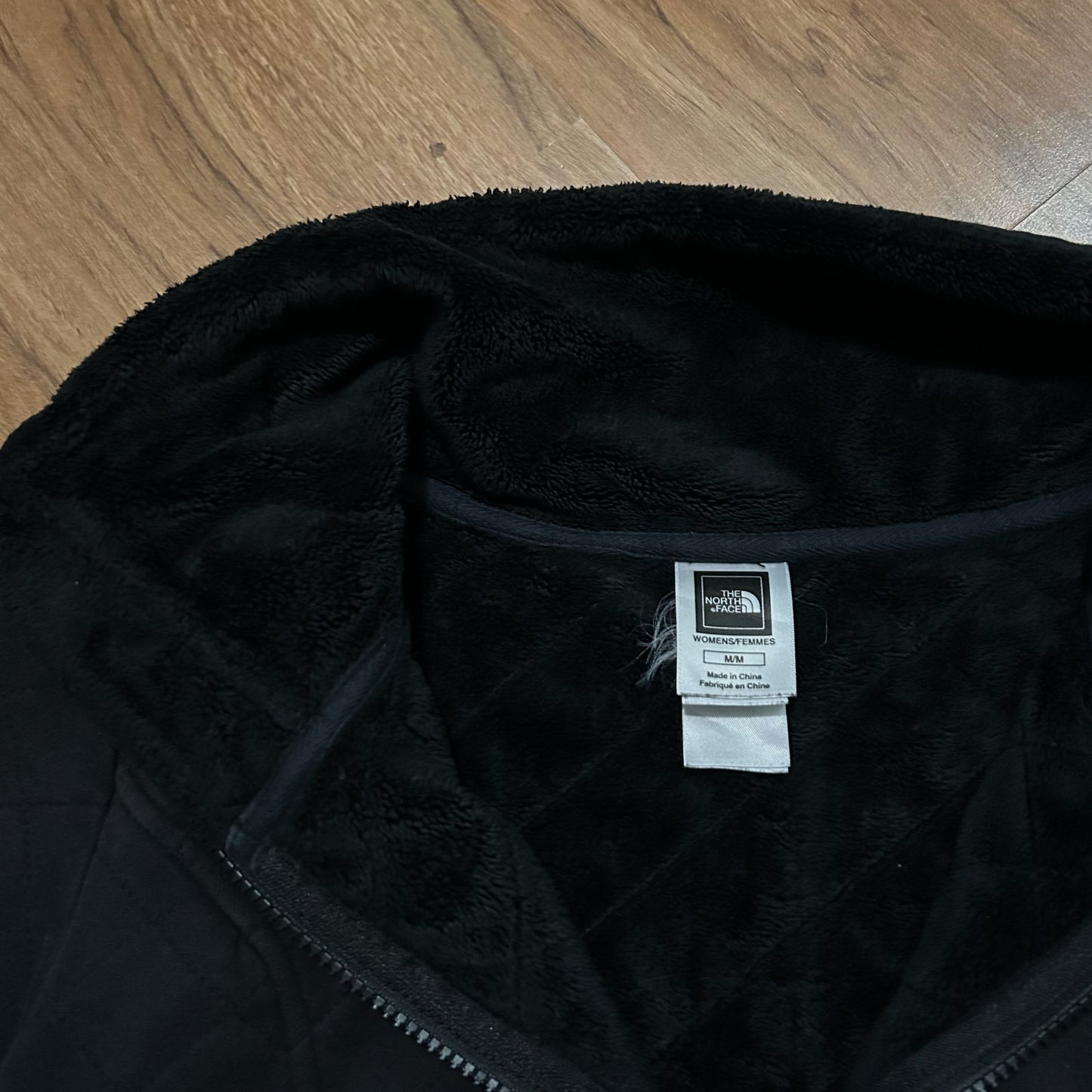 (Women M) The North Face Arctic Quilted Fleece Zip-Up Black Jacket