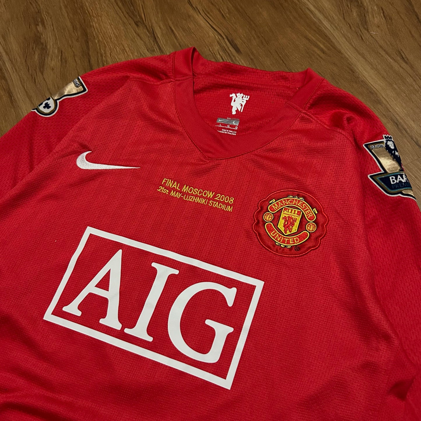 (L) Vintage 2008 Nike Manchester United Cristiano Ronaldo UEFA Champions Longsleeve Jersey