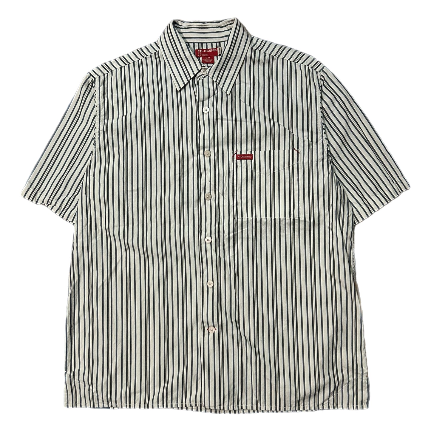 (M) Y2K Guess Registered Trademark Striped Button-Up
