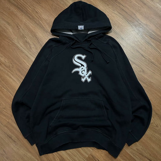 (L) Vintage Retro MLB Chicago White Sox Black Pullover Hoodie