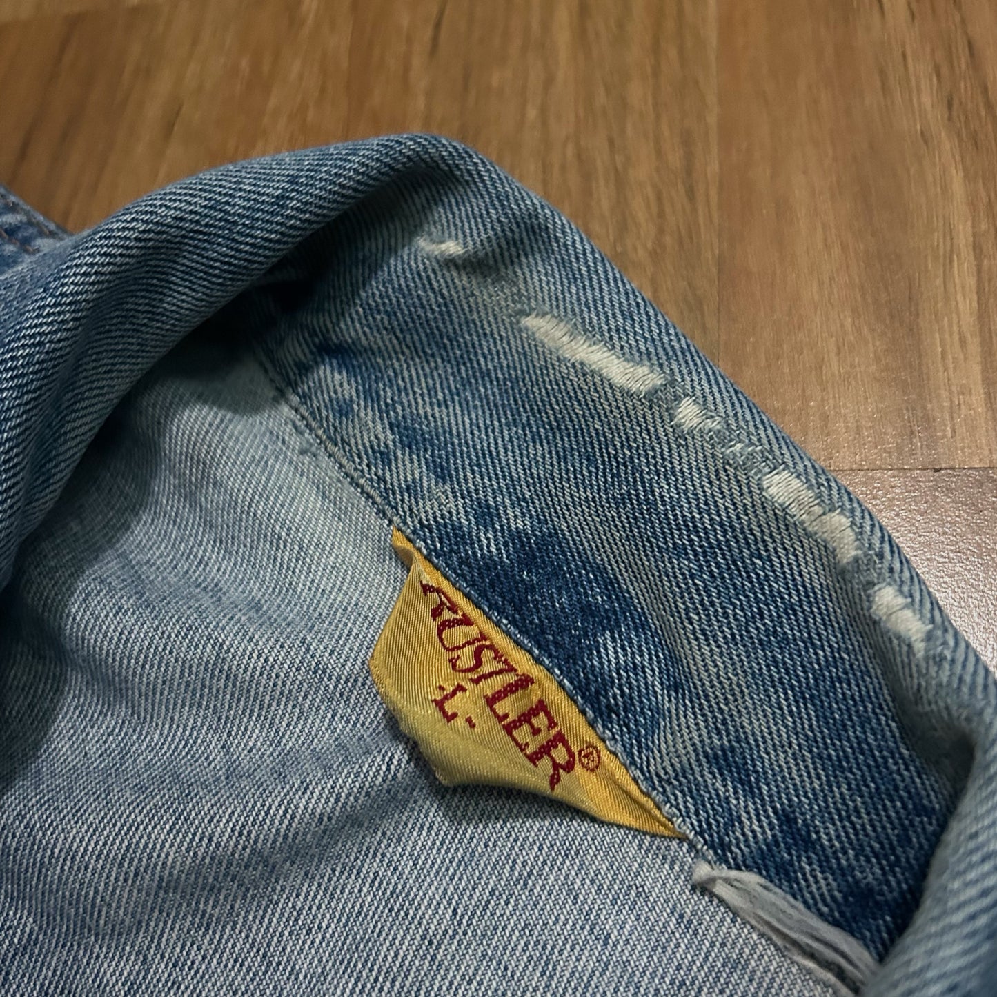 (Women L) Vintage Women's Rustler Made In USA Blue Denim Trucker Jacket