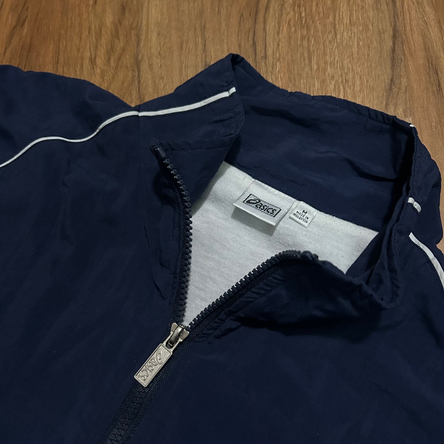 (M) Vintage Asics Sportswear Navy Track Zip-Up Jacket