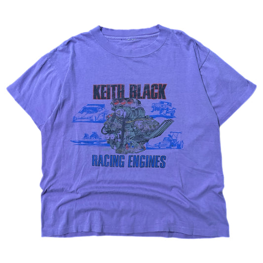 (L) 90s Single Stitch Keith Black Racing Engines Purple T-Shirt