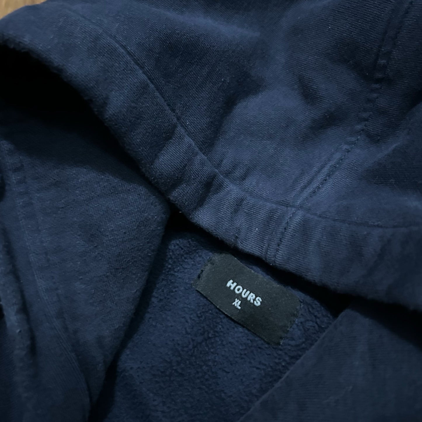 (XL) Hours Navy Heavyweight Boxy Fit Cropped Hoodie