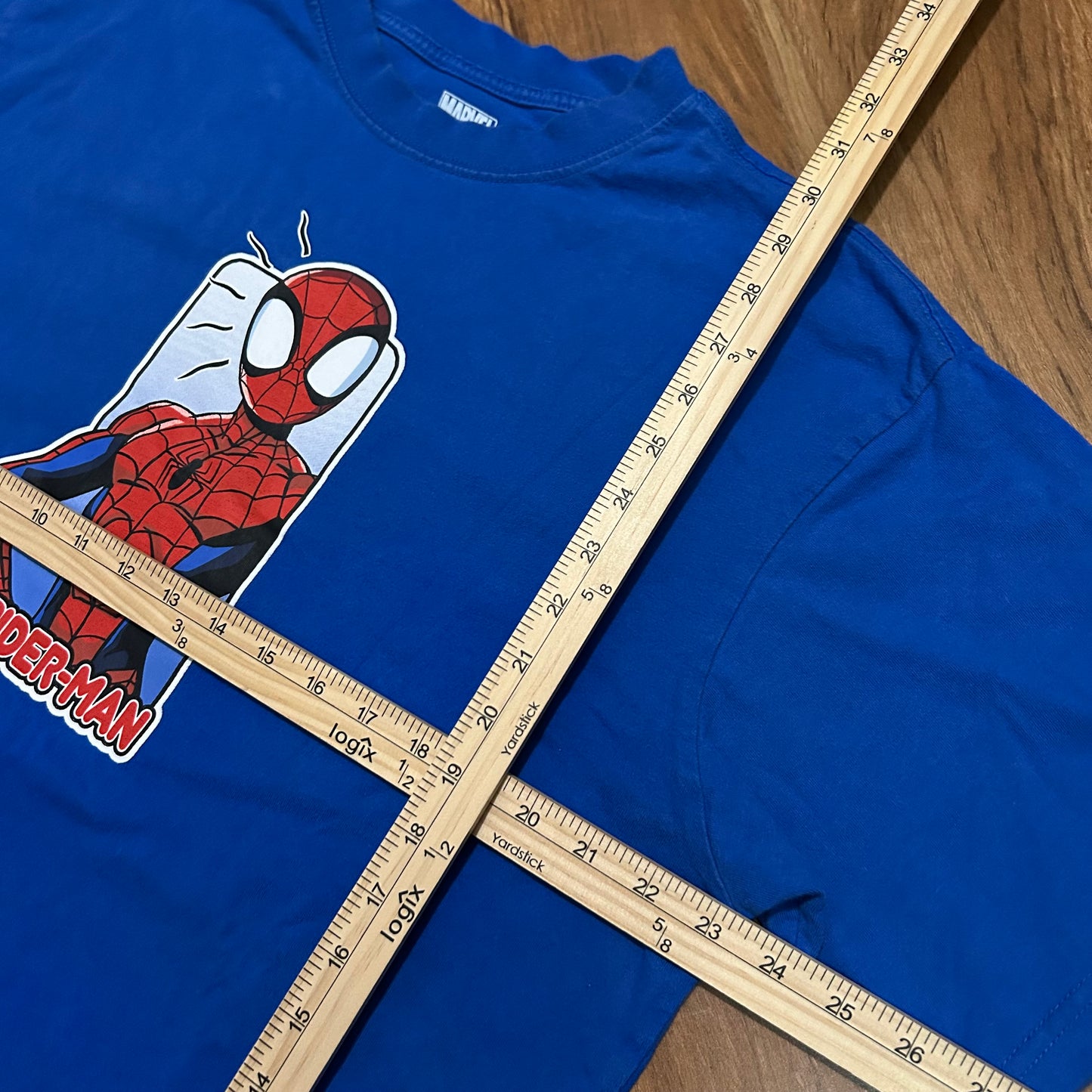 (XL) Marvel's Friendly Neighborhood Spider-Man Cartoon Blue Graphic T-Shirt