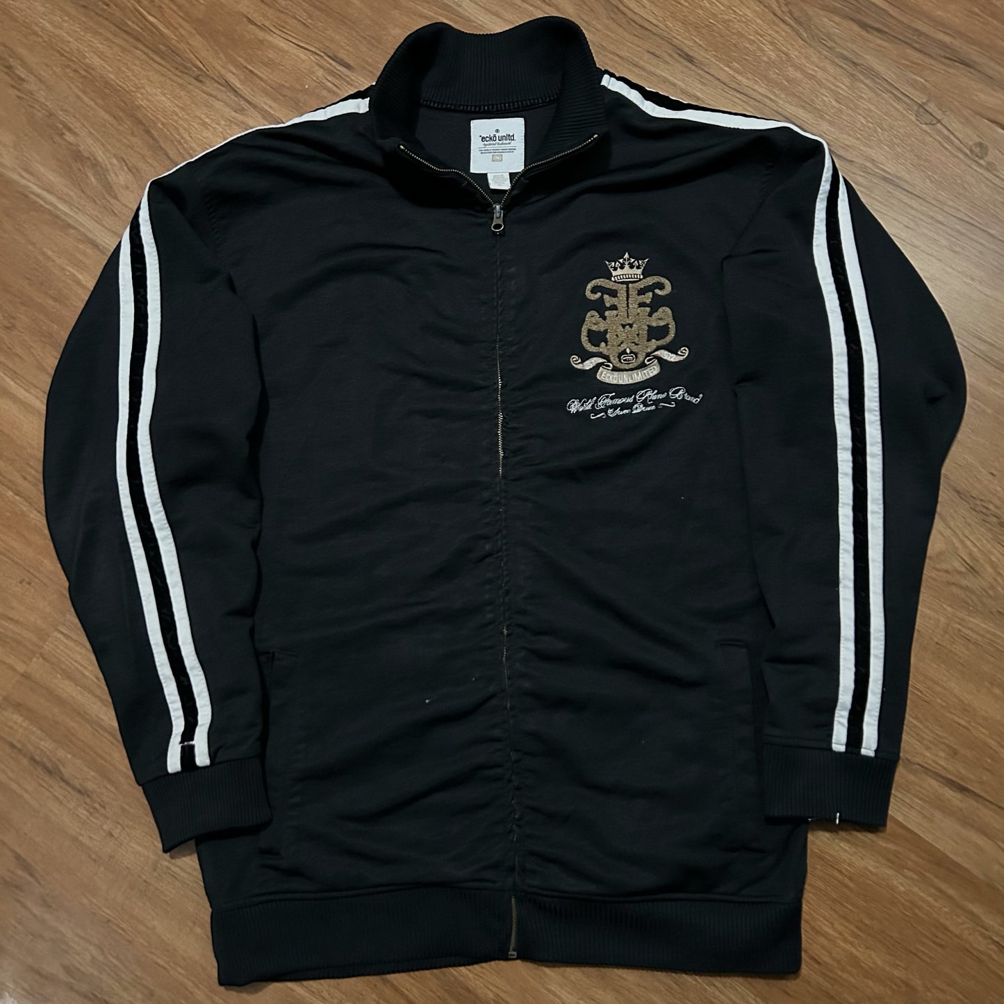 (XL) Vintage Y2K Ecko Unltd Gold Embroidery Black Full Zip Jacket