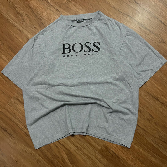 (M/L) Vintage Y2K Hugo Boss Logo Grey T-Shirt
