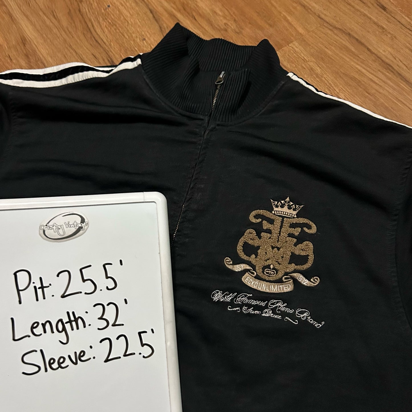 (XL) Vintage Y2K Ecko Unltd Gold Embroidery Black Full Zip Jacket