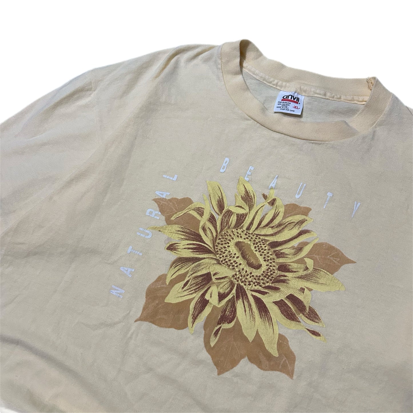 (XL) 90s Single Stitch Sunflower Nature Beige T-Shirt