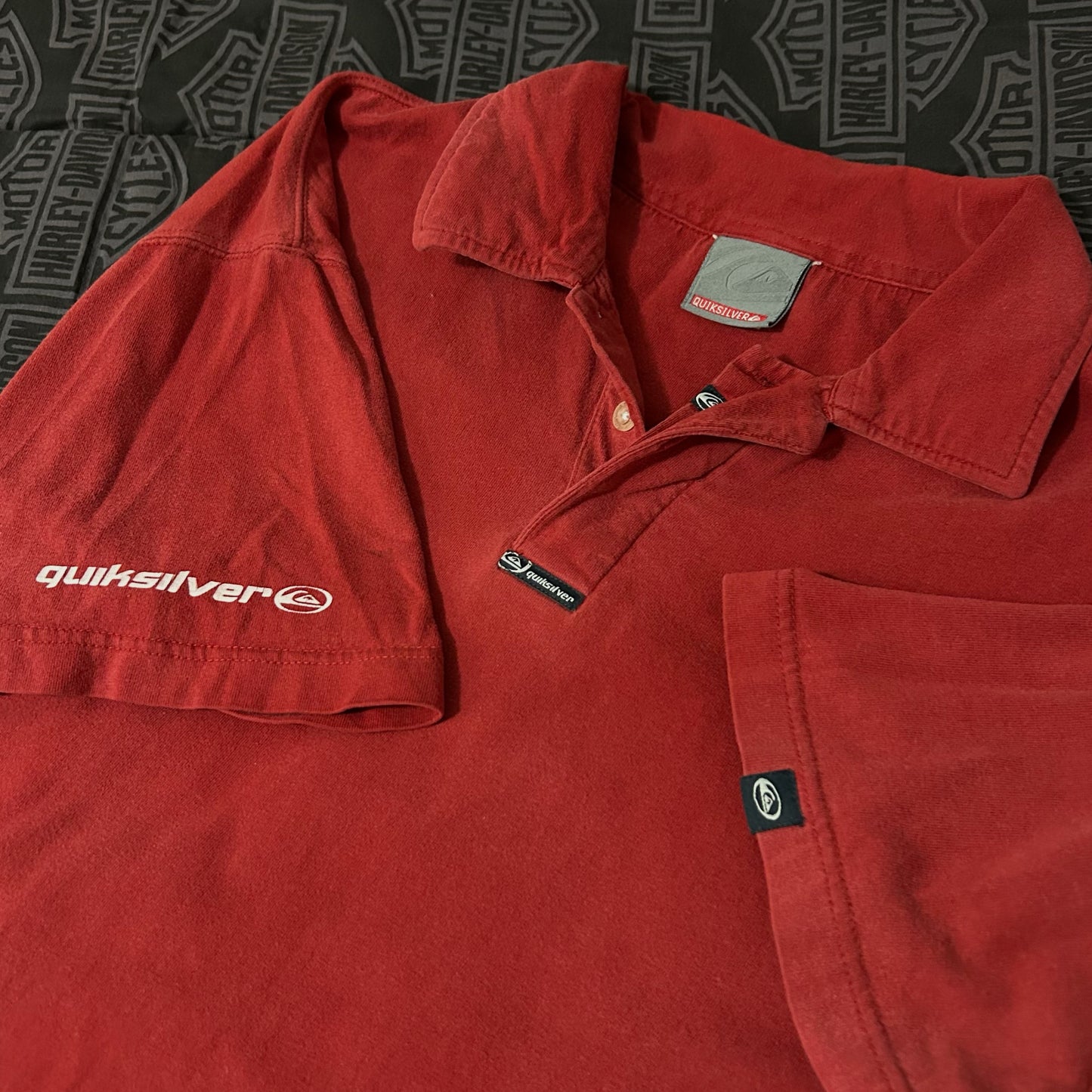 (L) Vintage Quicksilver Men's Red Polo Shirt