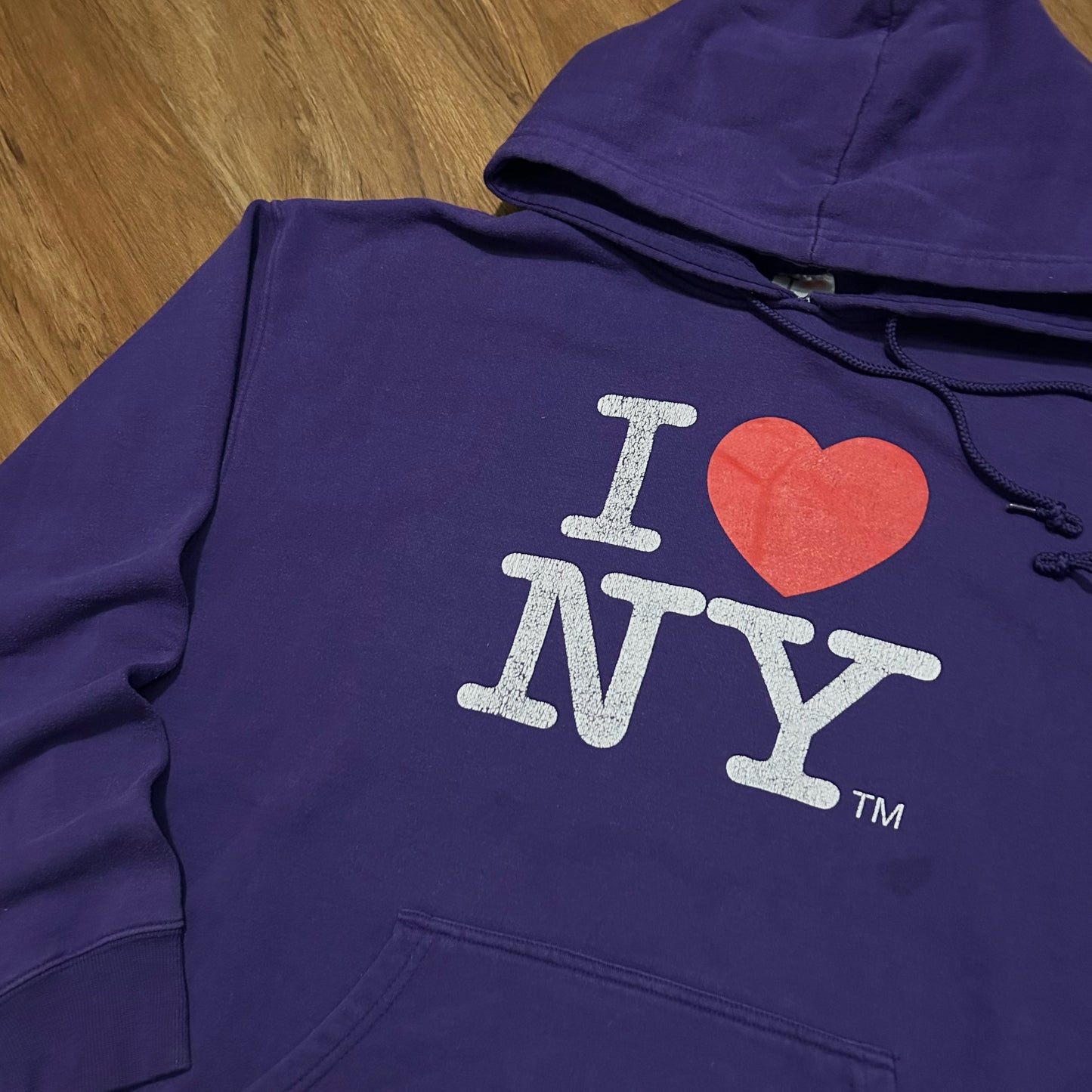 (XXL) Vintage I Love NY Officially Licensed Purple Graphic Pullover Hoodie