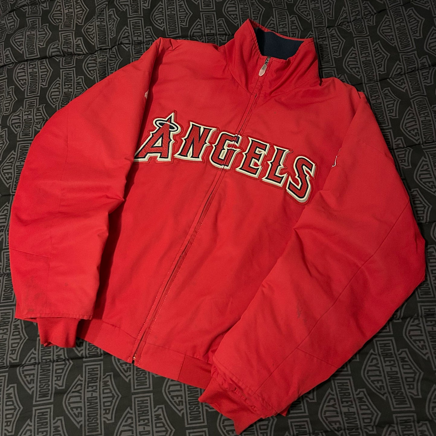(XL) Vintage Majestic MLB Los Angeles Angels Therma Base Dugout Windbreaker Jacket