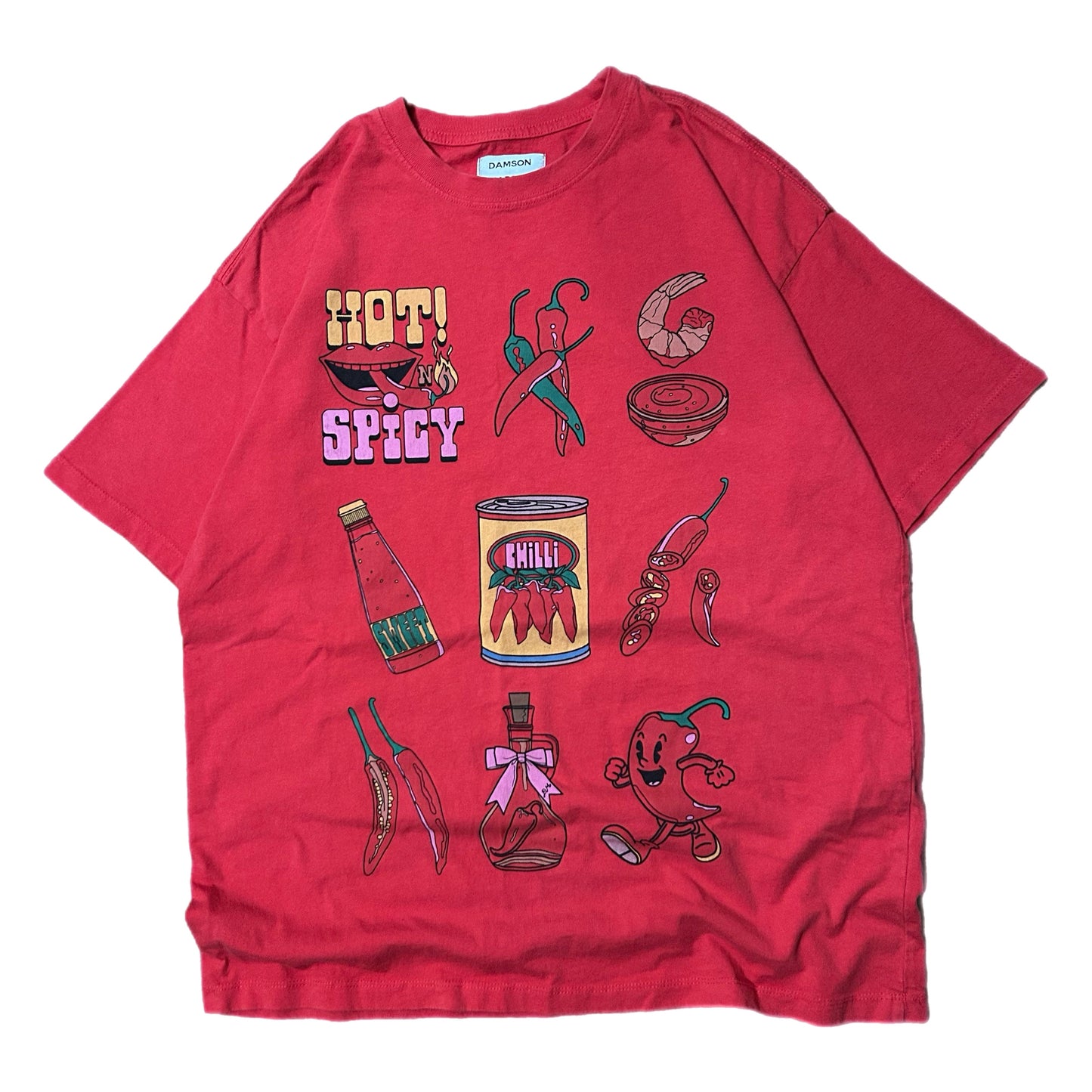 (M) Damson Madder Hot & Spicy Peppers Red T-Shirt