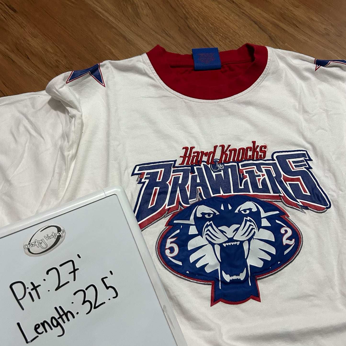 (XXL) Vintage 2000s Hard Knocks Brawlers #52 White Graphic T-Shirt