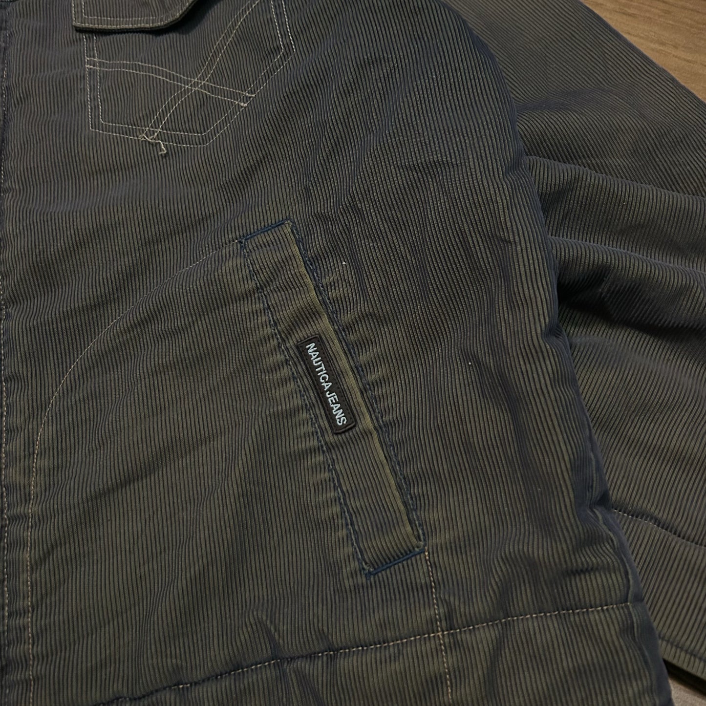 (L) Vintage 2000s Nautica Jeans Company Corduroy Sherpa Brown Zip-Up Jacket