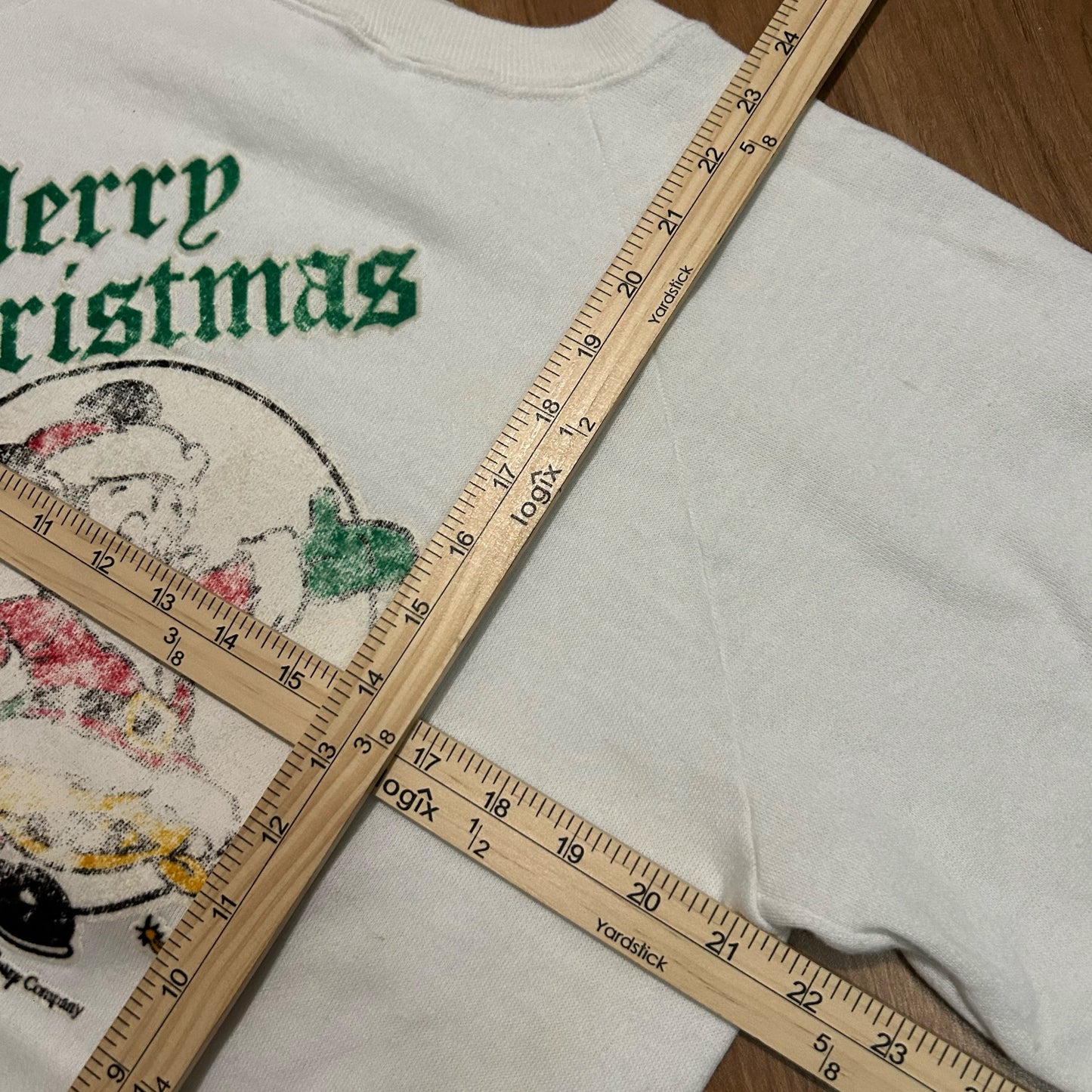 (XL) Vintage 90s Champion Mickey Mouse Merry Christmas White Pullover Crewneck