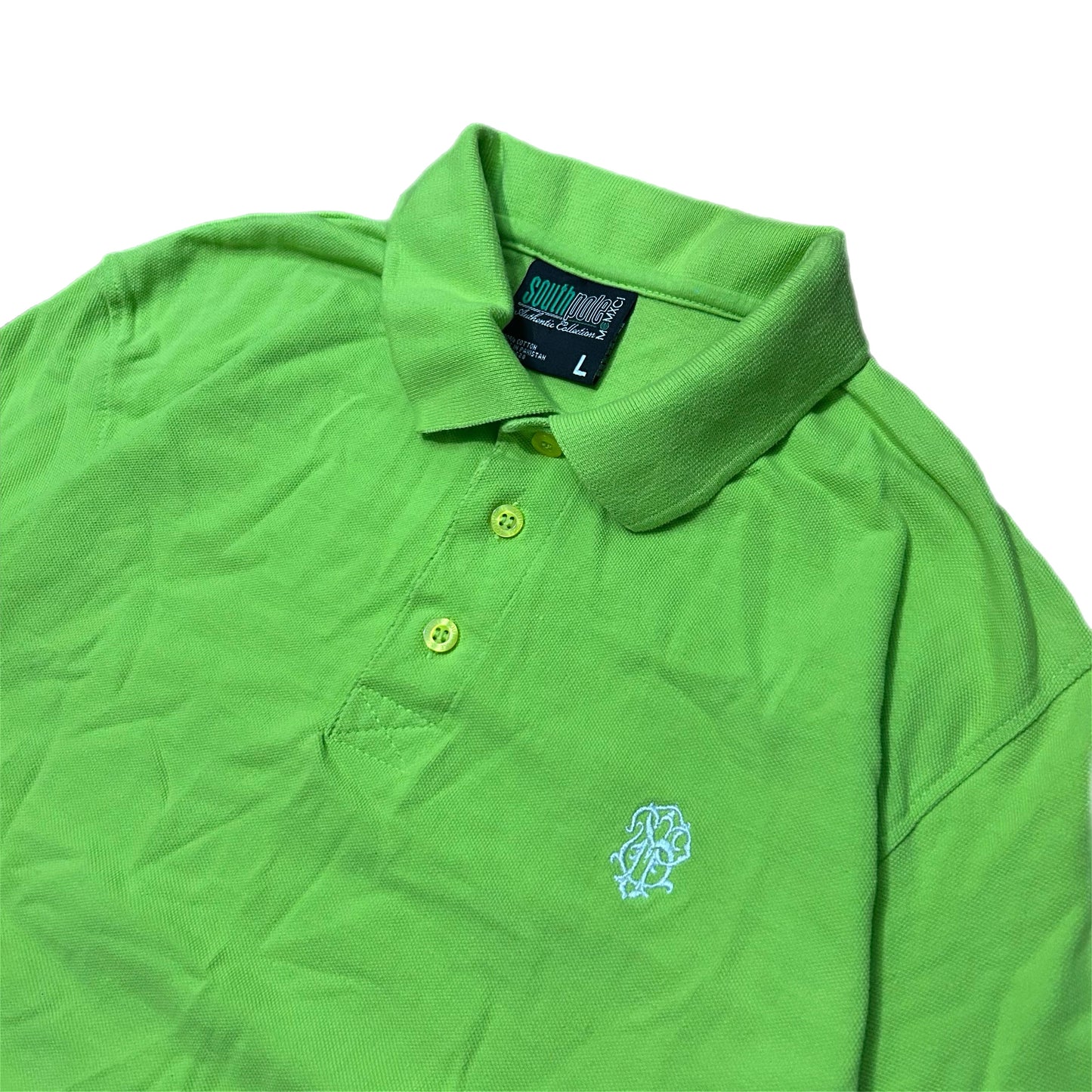 (L) Y2K Southpole Denim Lime Green Polo Shirt
