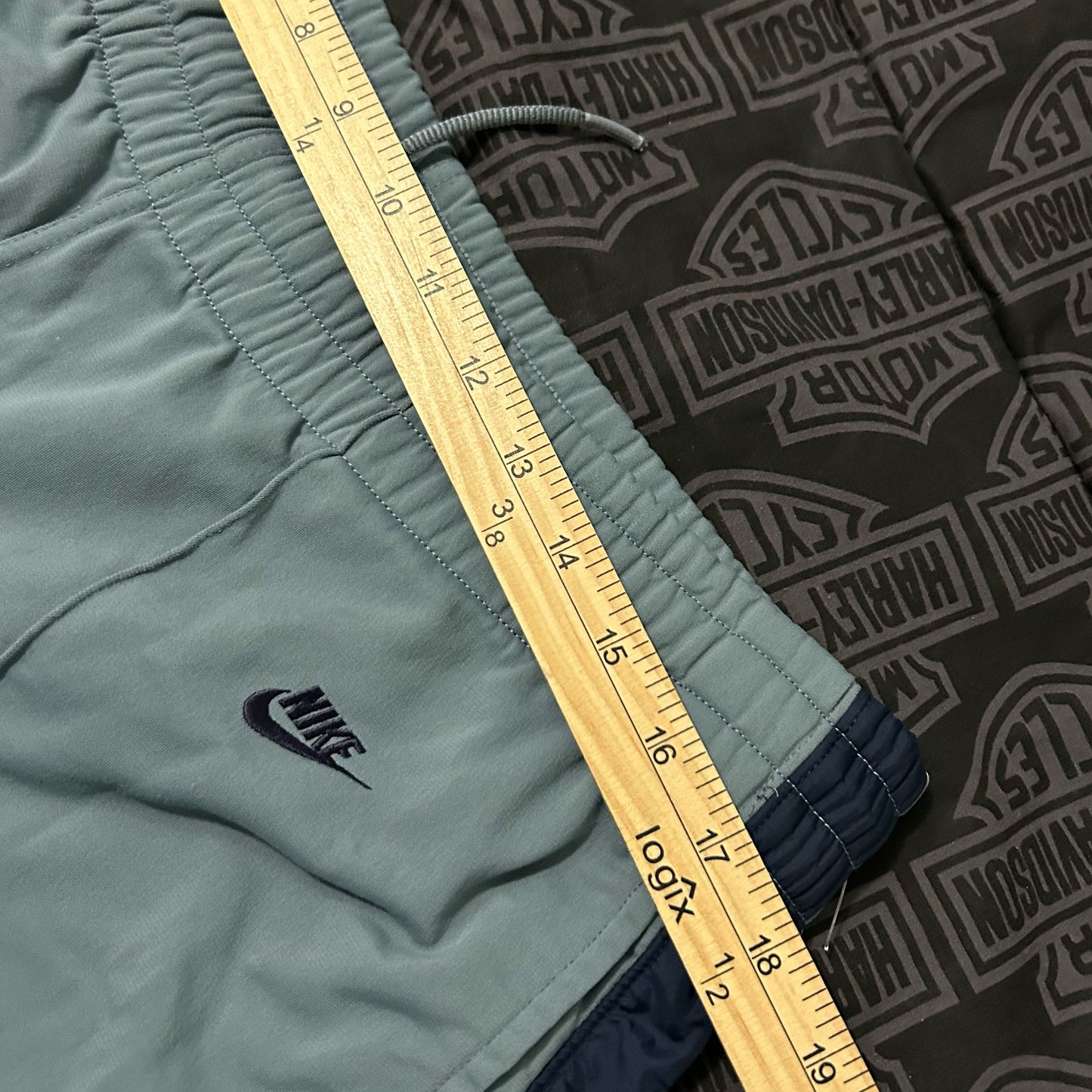 (L) Vintage 90s Nike Baggy Blue Navy Zip Ankle Baggy Track Pants