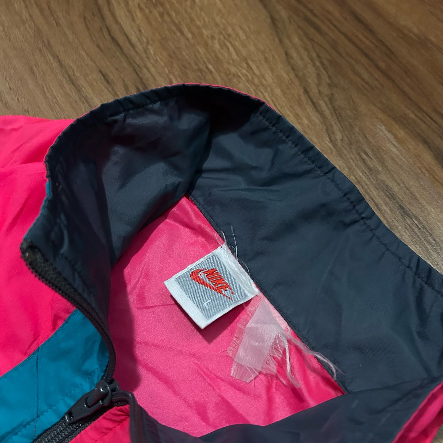 (L) Vintage 90s Nike South Beach Pullover Pink Windbreaker