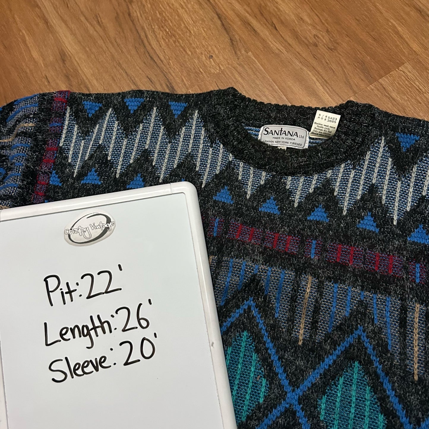 (L) Vintage 90s Santana LTD Diamond Pattern Knitted Crewneck