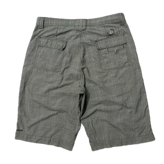 (32) 2000s Billabong Plaid Grey Baggy Shorts