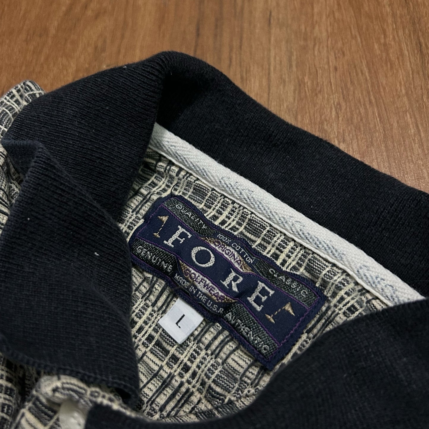 (L) Vintage 90s Fore Golfwear Toyota Geometric Jacquard Knit Polo Shirt