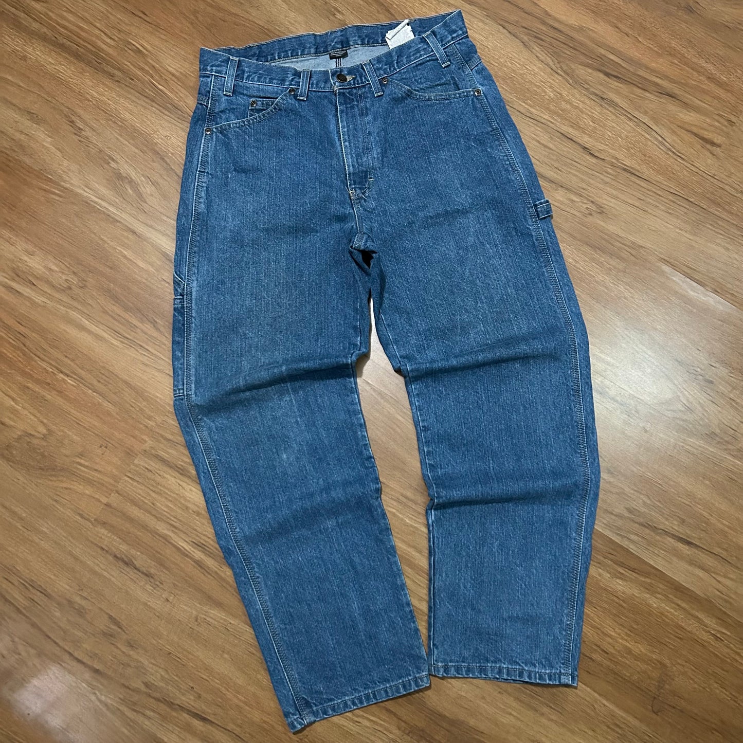 (33) Vintage Y2K Dickies Dark Wash Carpenter Baggy Denim Jeans