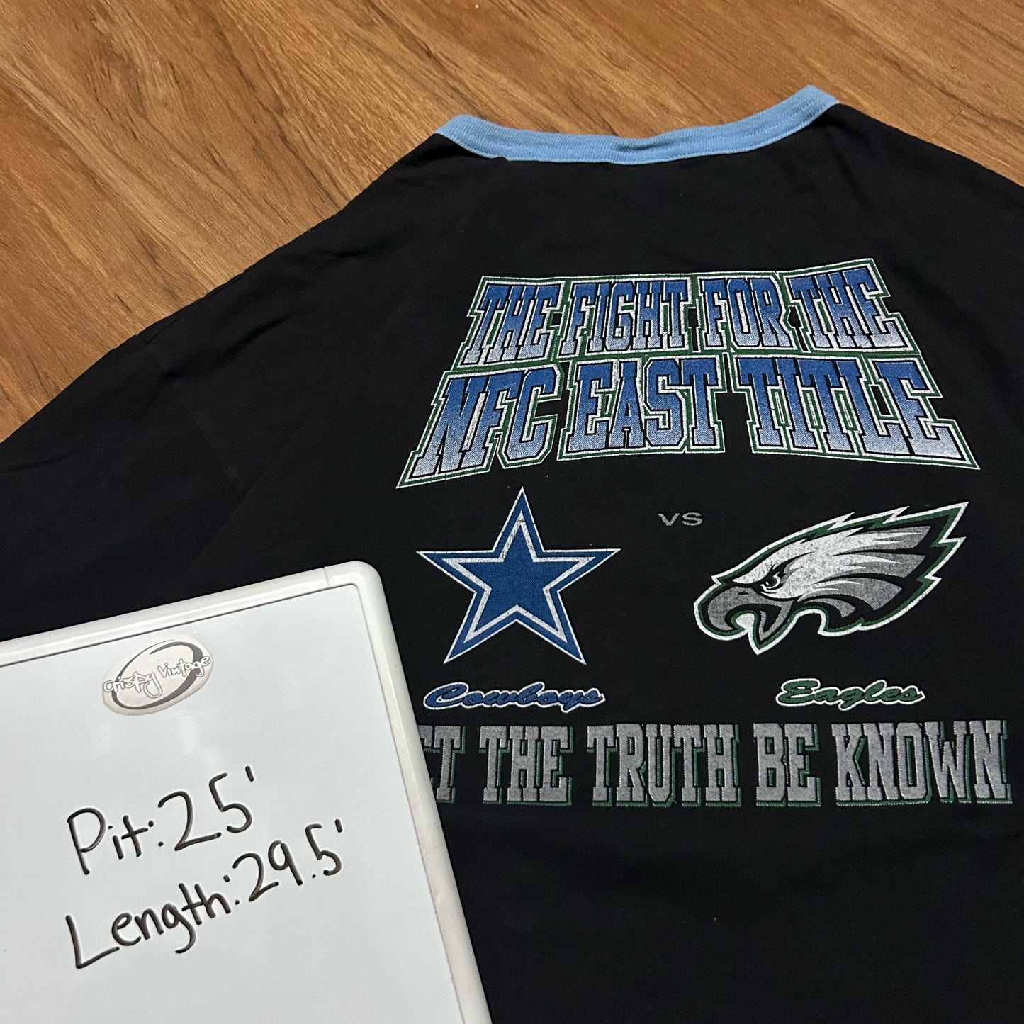 (XL) Vintage 2010 NFC East Showdown Dallas Cowboys vs Philadelphia Eagles Ringer Black T-Shirt