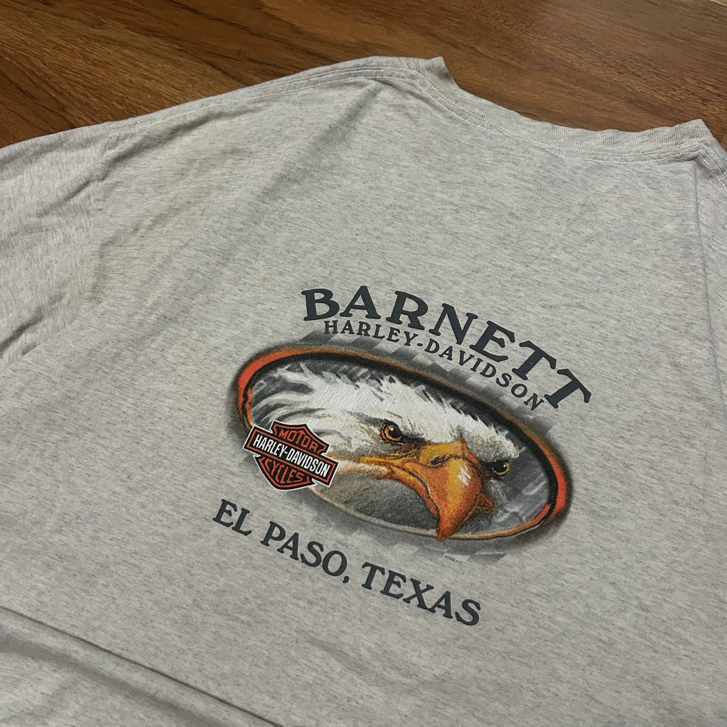 (XL/XXL) Vintage 2001 Harley Davidson Barnet Texas American Eagle Grey T-Shirt