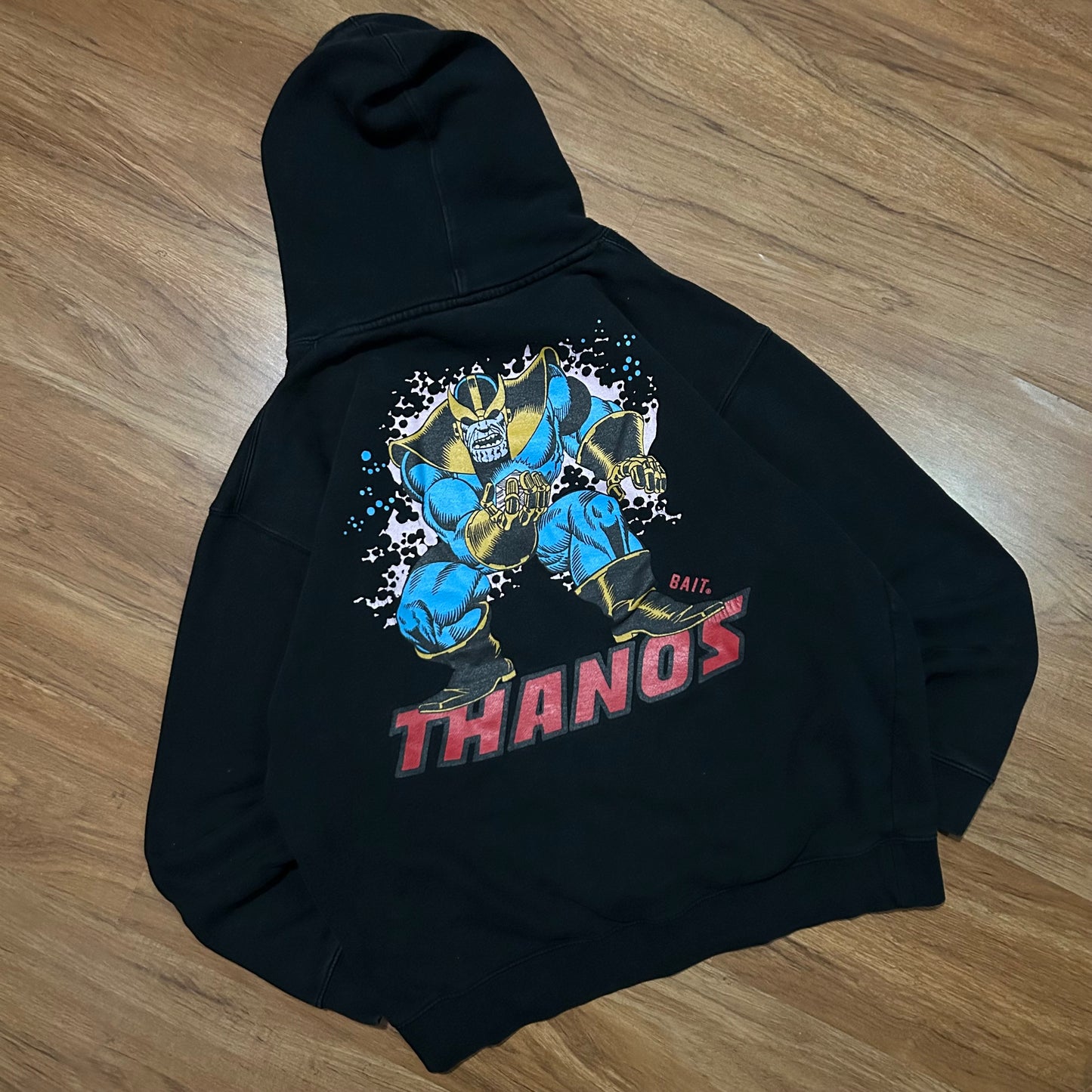(L) Marvel X Bait Thanos Comic Graphic Black Pullover Hoodie