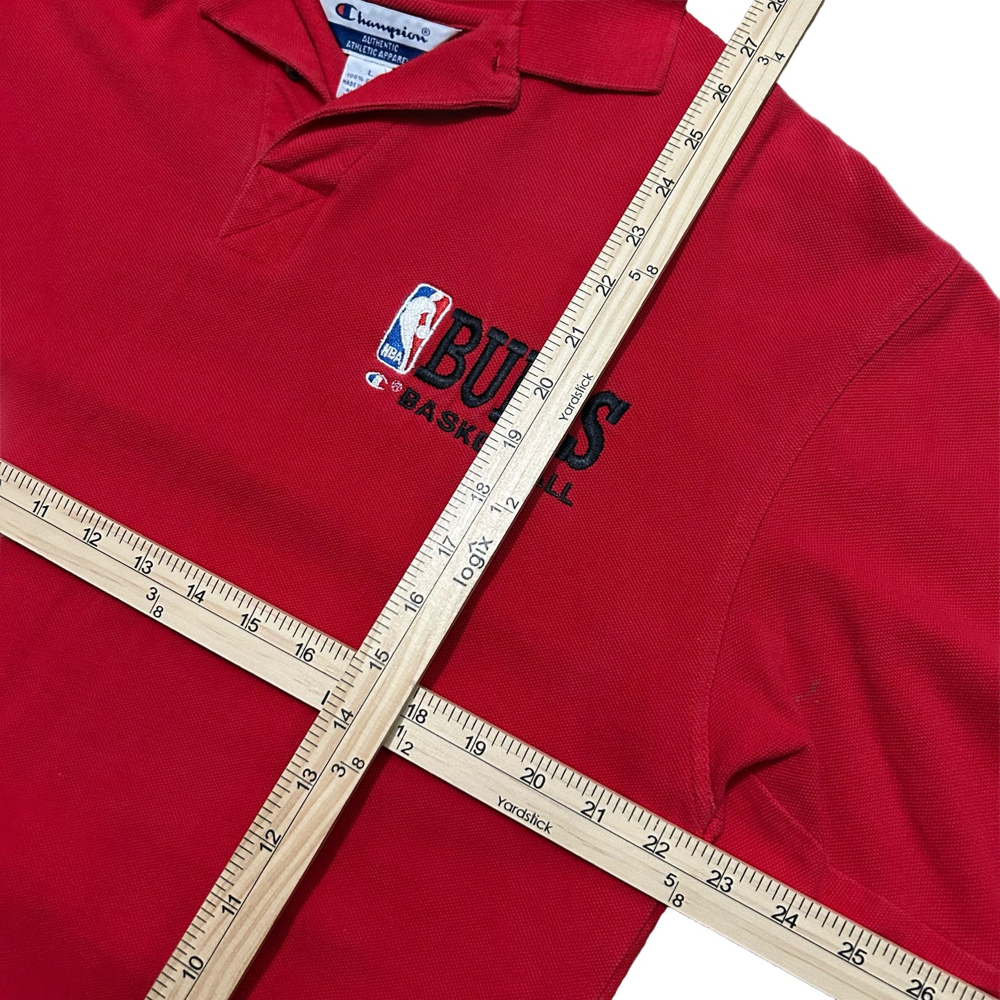 (L) 90s Champion Chicago Bulls NBA Red Polo Shirt