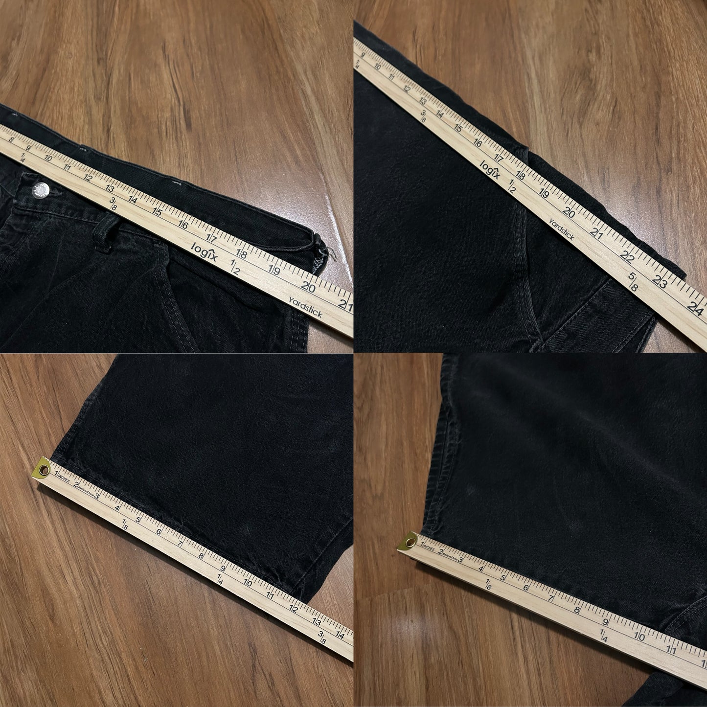 (36) Vintage 2000s Wrangler Authentic Issue Black Denim Jean Shorts