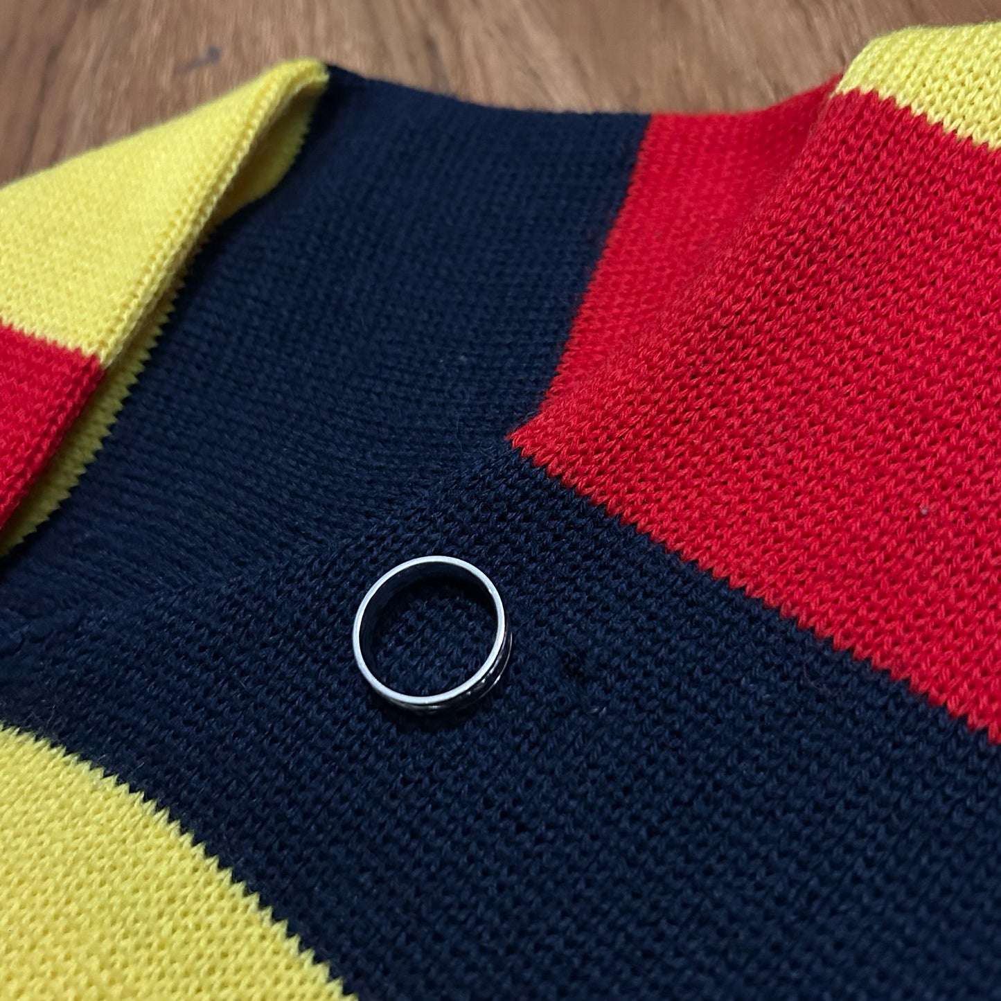 (L) Vintage Demetre Striped Wool Collared Button Shirt