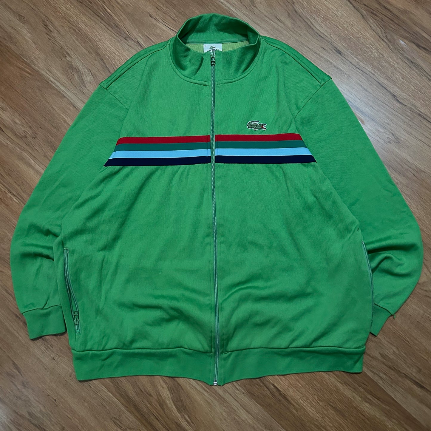 (L/XL) Vintage Lacoste Sport Full-Zip Colorblock Green Track Jacket