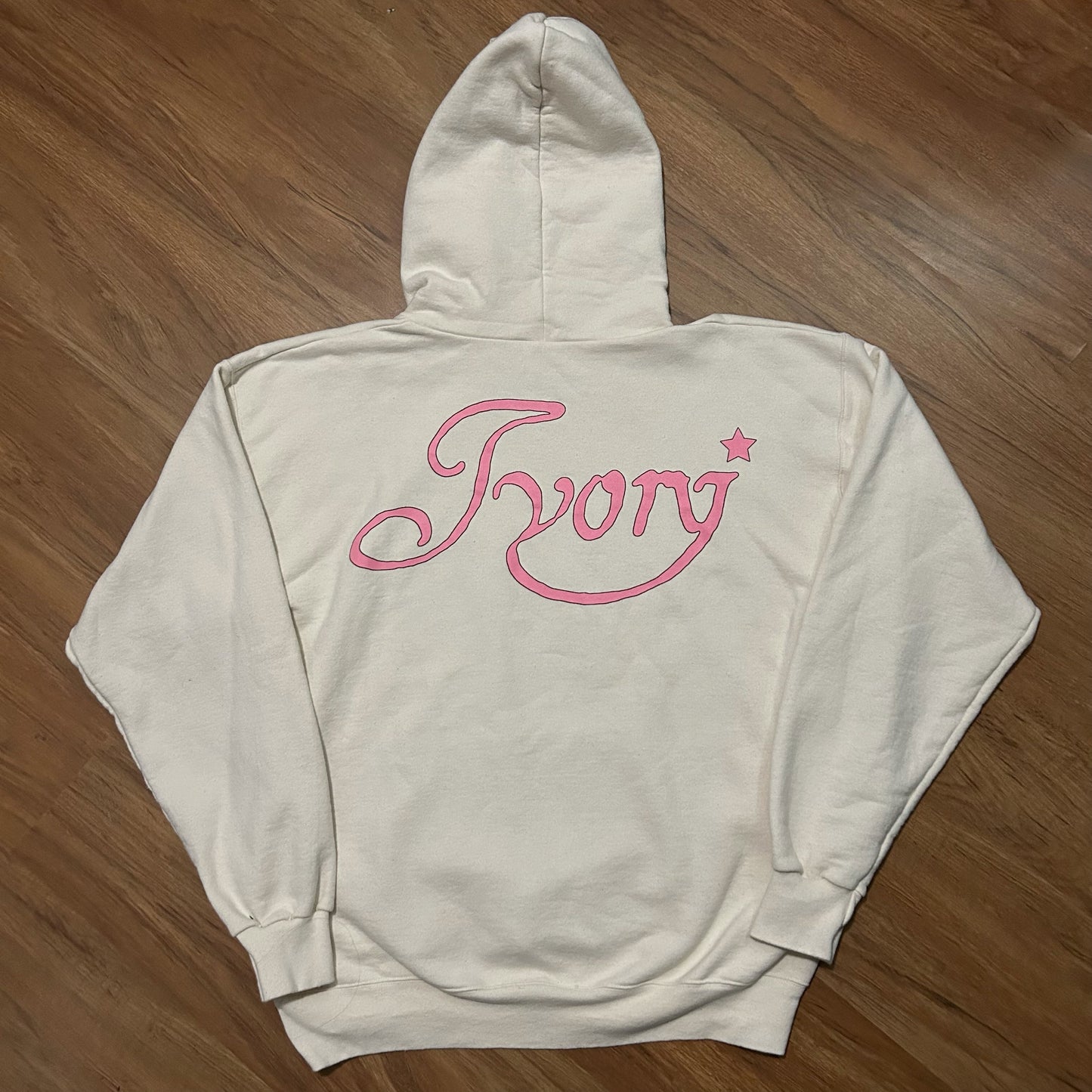 (M) Omar Apollo Ivory Album Cream Pink Pullover Hoodie