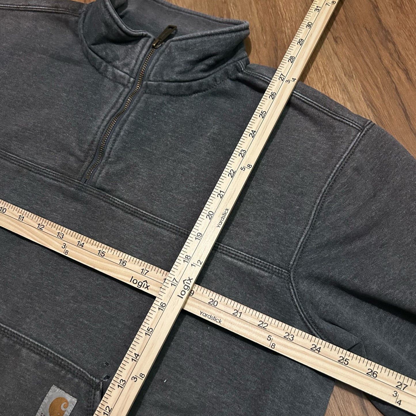 (L) Carhartt Grey Quarter-Zip Pullover