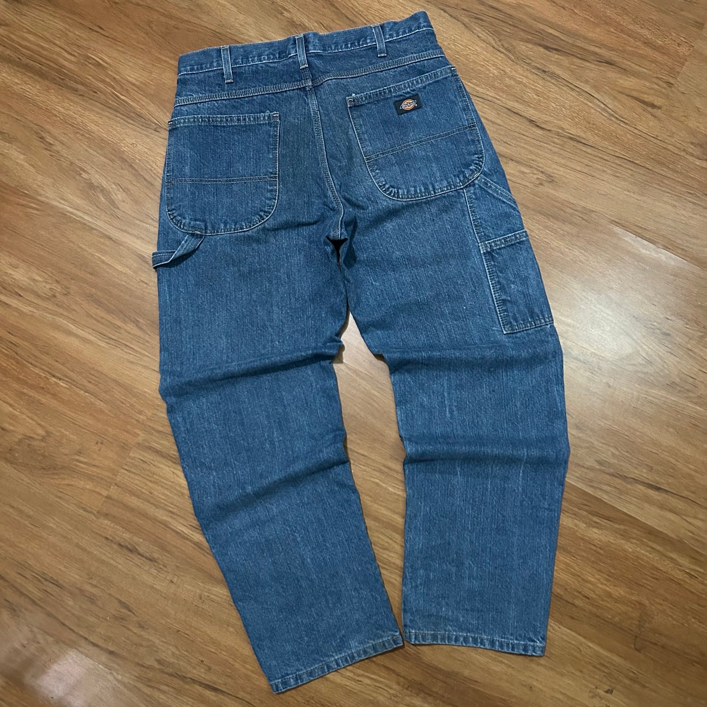 (33) Vintage Y2K Dickies Dark Wash Carpenter Baggy Denim Jeans