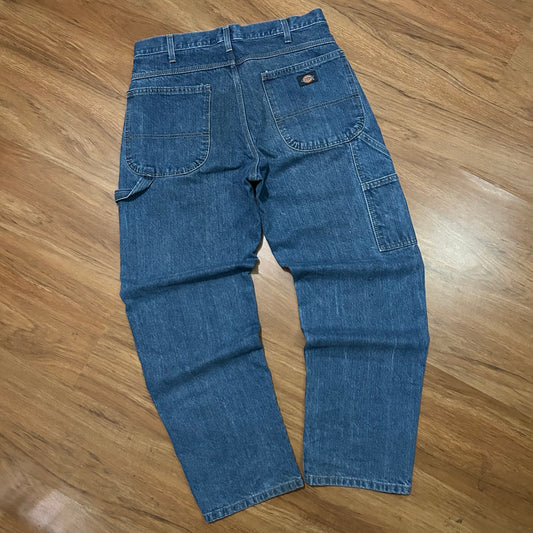 (33) Vintage Y2K Dickies Dark Wash Carpenter Baggy Denim Jeans