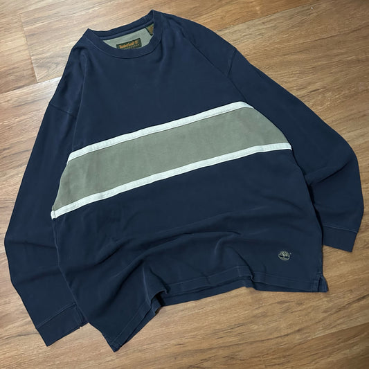 (XL) Vintage Timberland Two-Tone Long Sleeve Navy Shirt