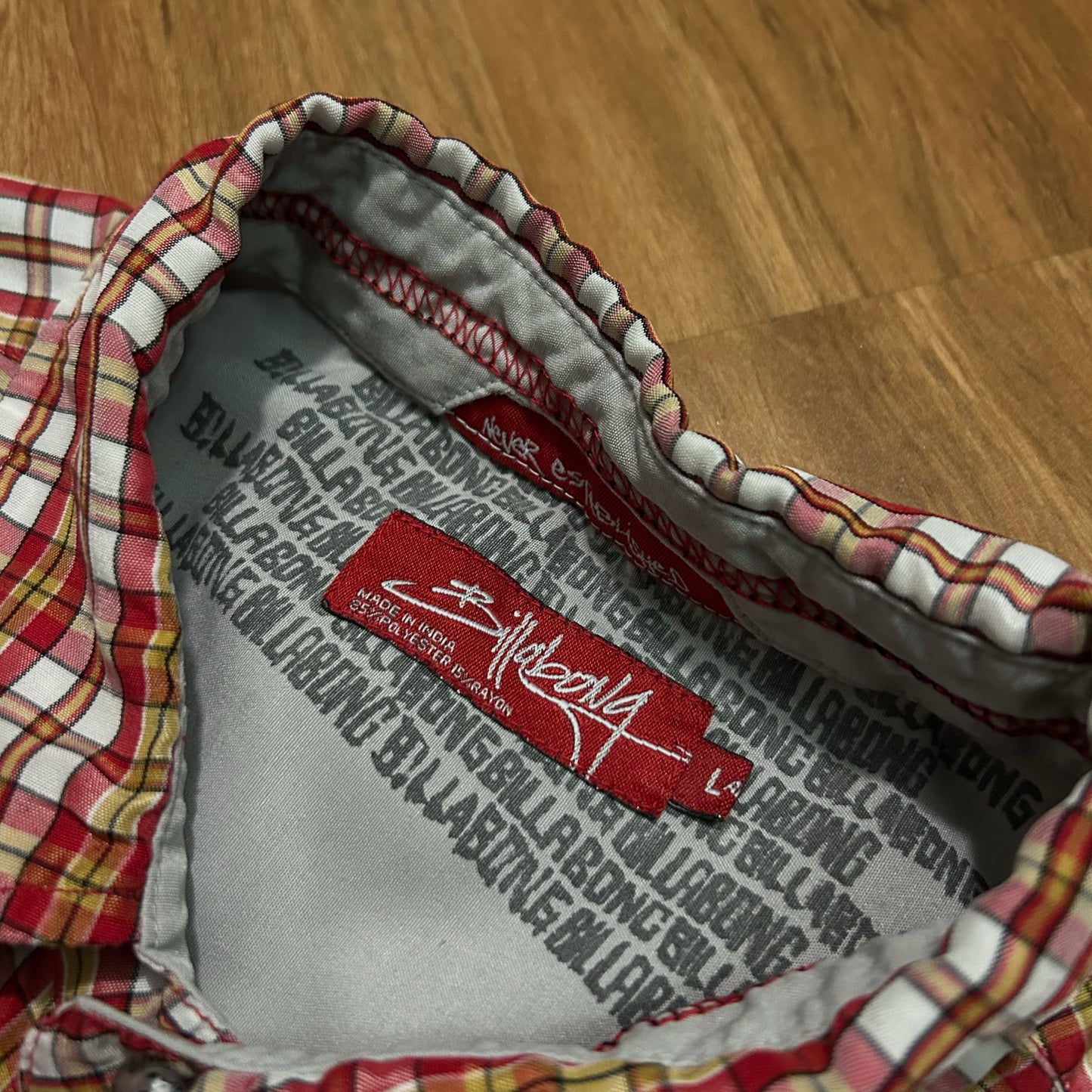 (L) Vintage Y2K Billabong Surfwear Plaid Red Yellow Button-Up Shirt