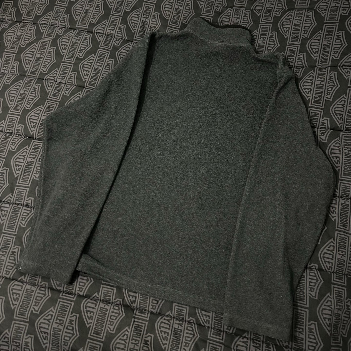 (L) Vintage Y2K Old Navy Grey Quarter-Zip Fleece Pullover Spellout