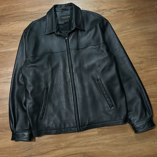 (XL) Vintage Golden Bear Black Leather Jacket