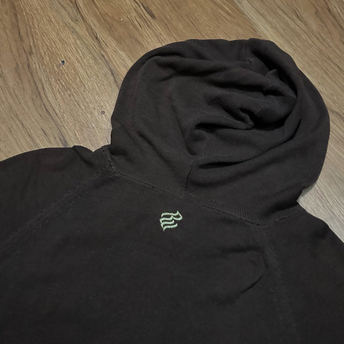 (Women XL) Vintage Y2K Rocawear Brown Knitted Full Zip Hoodie