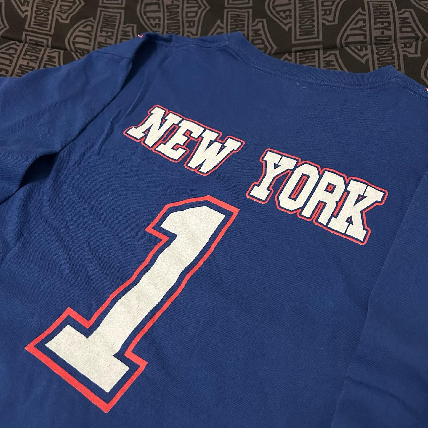 (XL) Majestic New York Giants NFL Royal Blue Long Sleeve Jersey Shirt