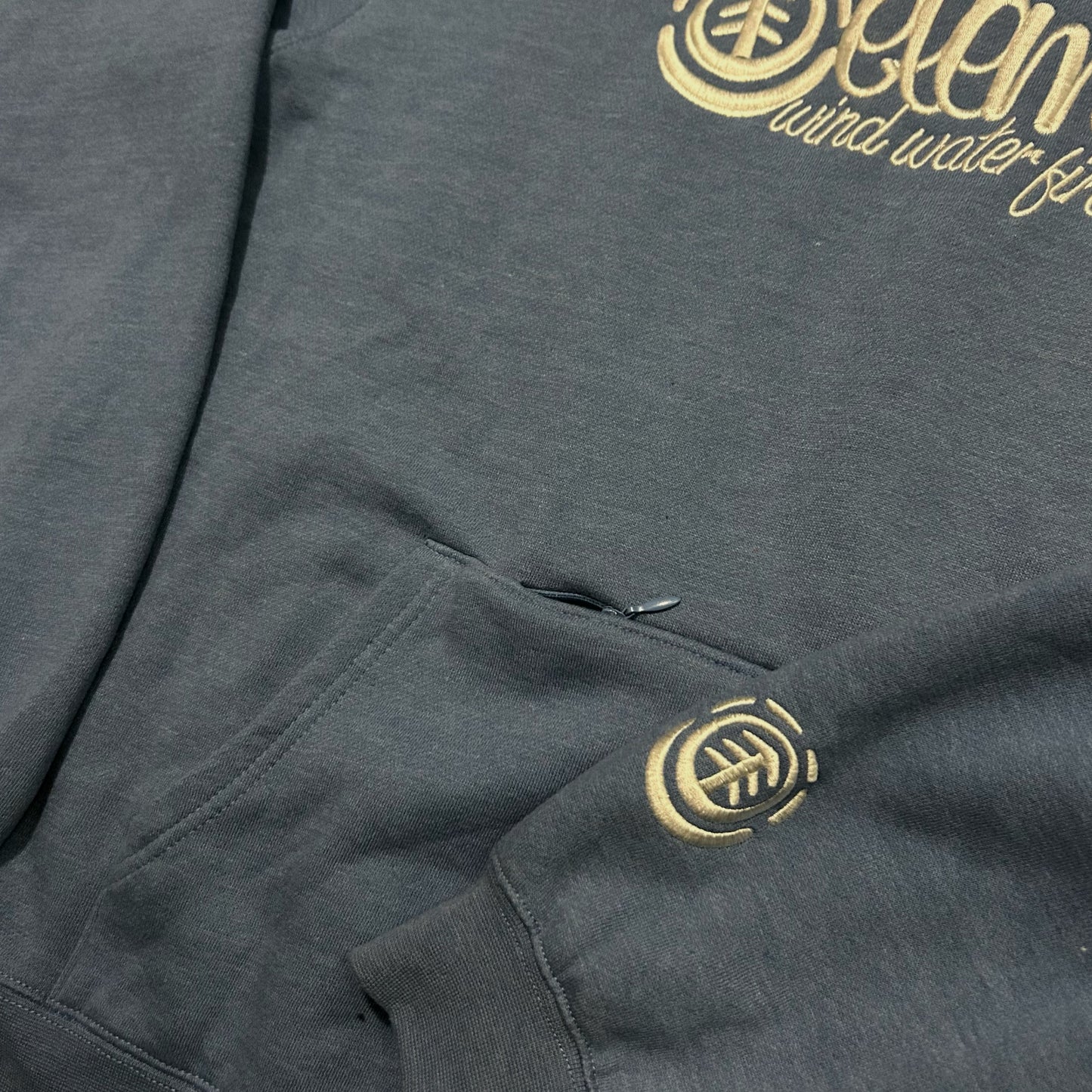 (XL) Vintage Y2K Element Embroidered Blue Pullover Hoodie