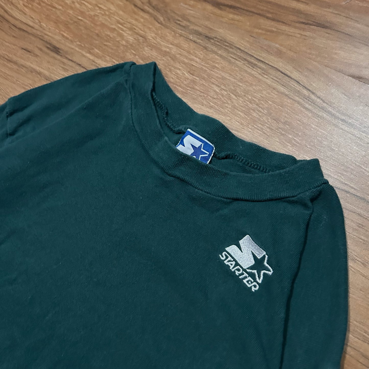 (Women XL) Vintage 90s Starter Embroidered Green Long-sleeve T-Shirt
