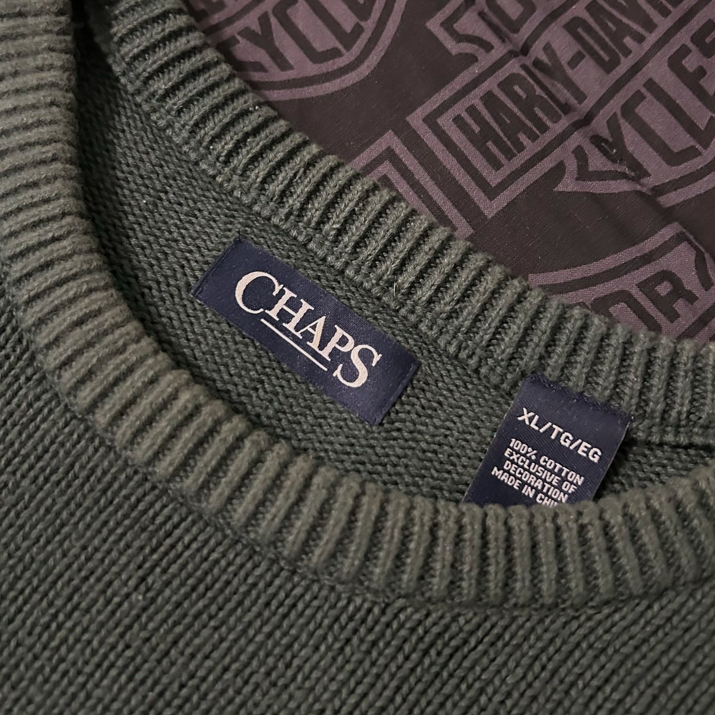 (XL) Vintage Chaps Ralph Lauren Forest Green Knitted Pullover Crewneck